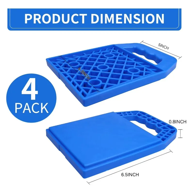 4 Pack RV Stabilizer Jack Pads with Handle Camper Leveling Blocks Support for Travel Trailers Stabilization