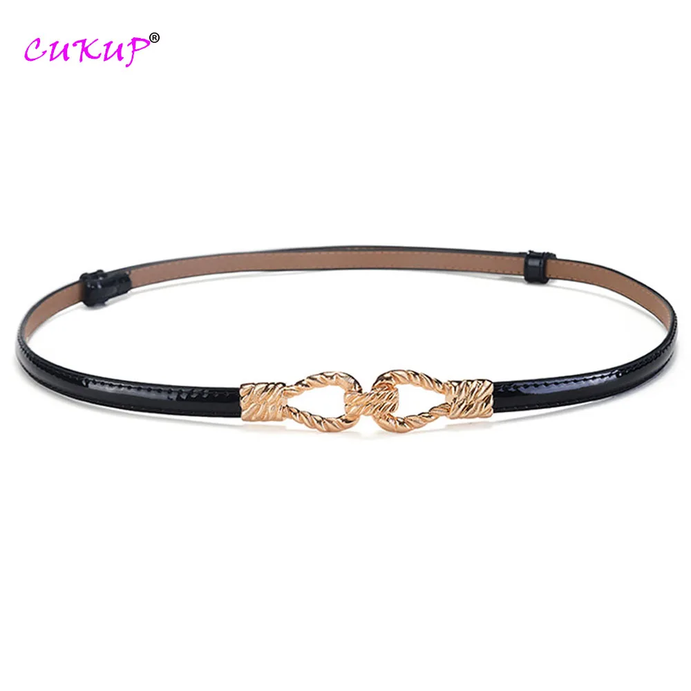 Fashion Design Leather Slim Belt Female Styles Skirt Decorative Hook Buckle Real Genuine Waistband Belts for Women FCO202