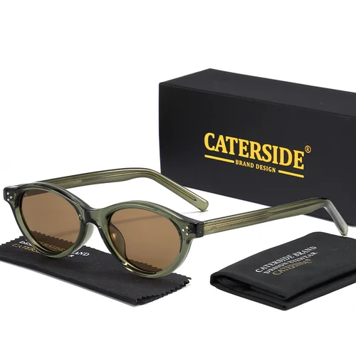 Imagen 2 del producto Gafas de Sol Retro Ovaladas CATERSIDE para Mujer y Hombre, Montura TR, Patillas de Acetato, Polarizadas, Protección UV400, Gafas de Sol de Moda con Diseño Ojo de Gato