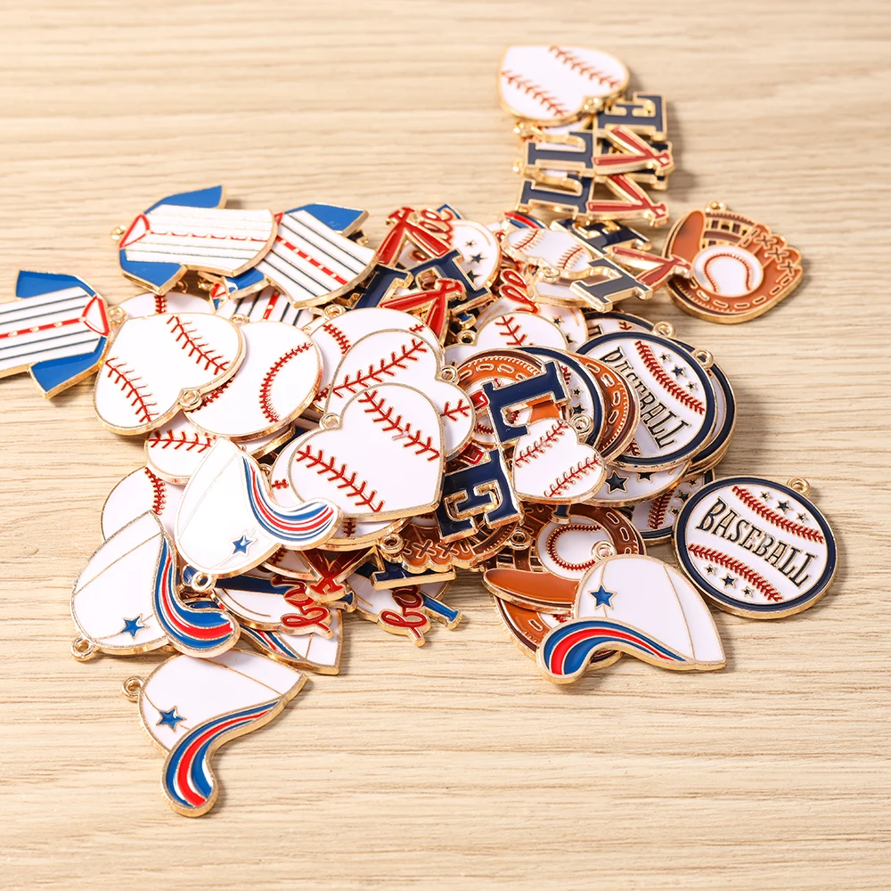 

Tusember 10Pcs Enamel Baseball Charms Baseball Cap Glove Pendants for DIY Necklace Bracelet Jewelry Making Accessories
