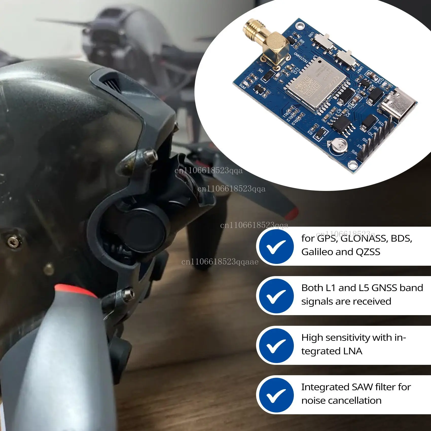 module-rtk-de-haute-precision-quectel-lc29hea-niveau-centimetrique-10-hz-controle-de-vol-de-drone-station-mobile-gnss-differentiel