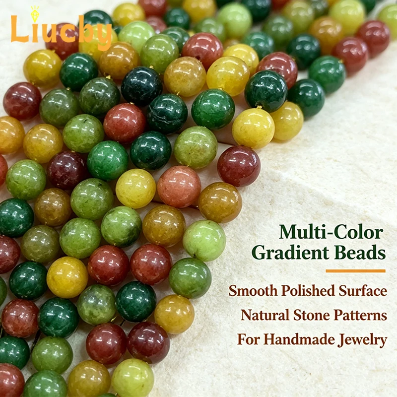 Natural Imitation Alxa Jade Mixed Color Round Beads Handmade For Jewelry Making DIY Necklace Bracelet 15' Wholesales 6/8/10/12MM