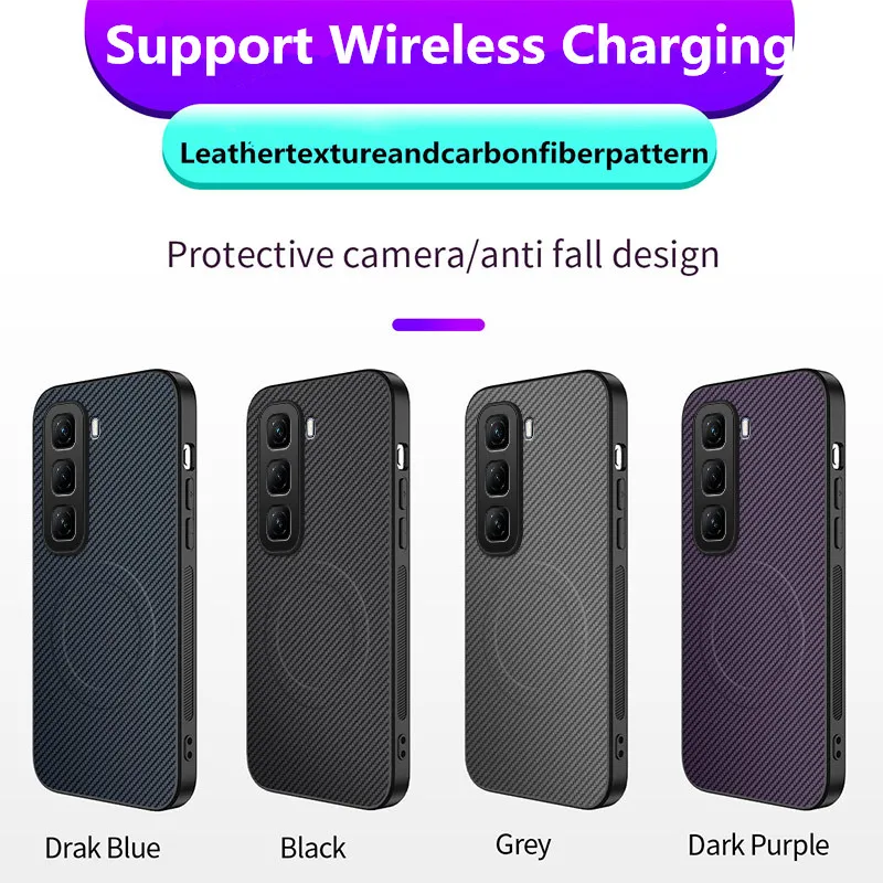 

For Infinix Hot 60 60i Case Magnetic MagSafe Luxury Stripe Silicone Leather Back Cover For Infinix Hot 60 60i Protection Shell