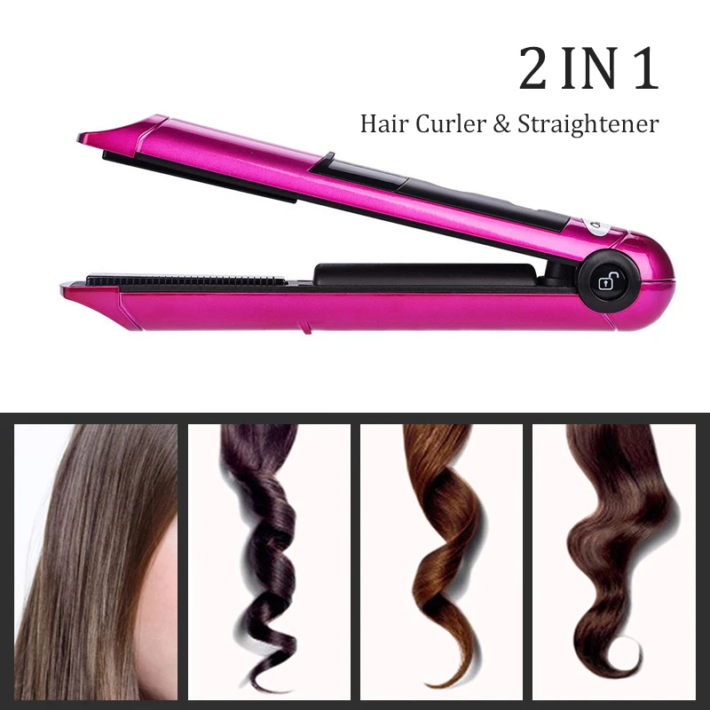 USB Rechargeable  Professional Hair Curling Iron  2 IN 1 Hair Strightener  Portable  Hair Styler Styling Tool  Hair Straightener