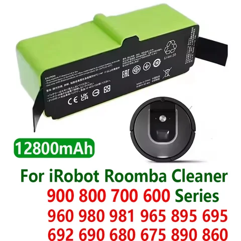 12800mAh 리튬 이온 배터리 iRobot Roomba Cleaner 900 800 700 600 시리즈 960 980 981 965 680 780 880 510 895 695 654 562