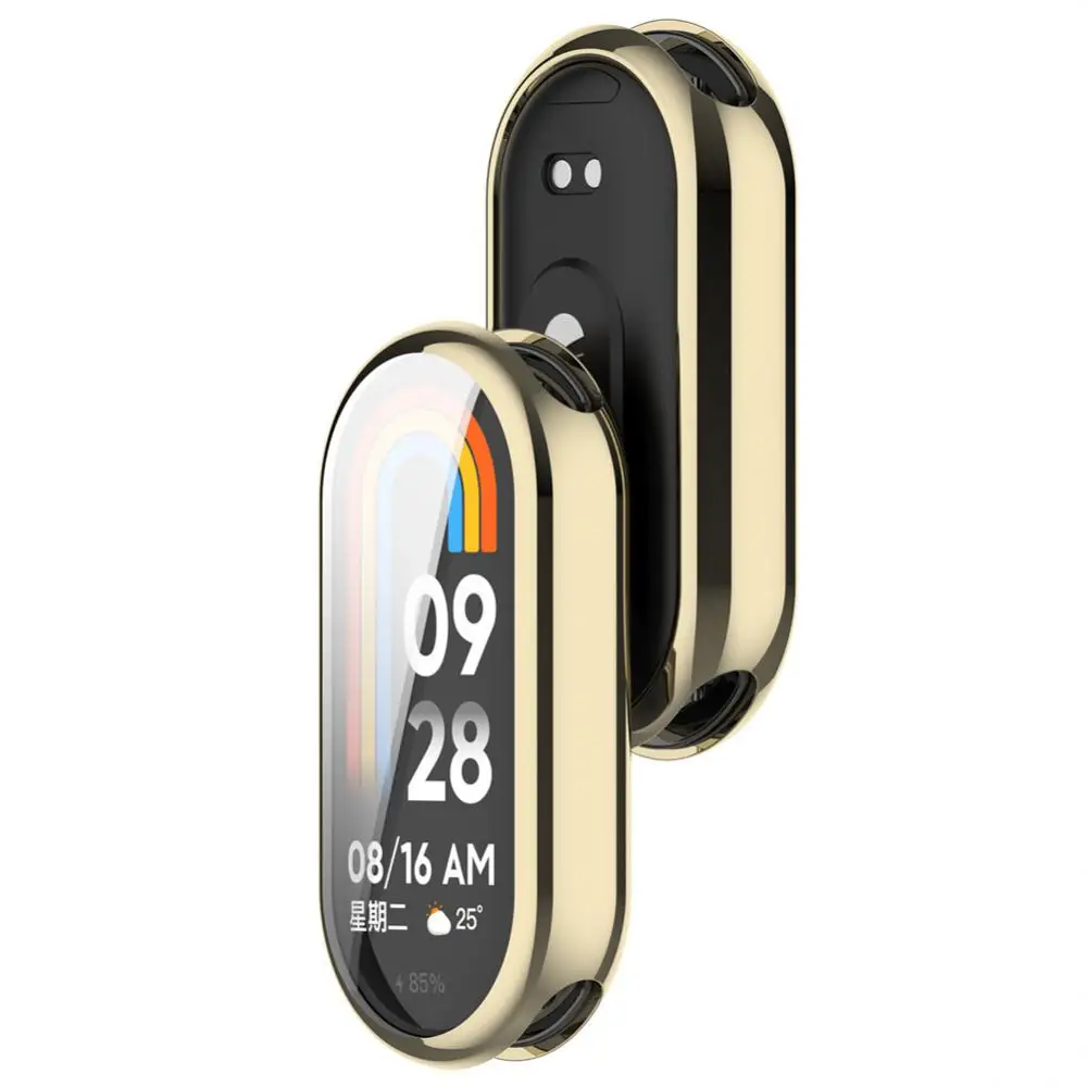 Xiaomi Mi Band 8用スクリーンプロテクター,Mi Band 8用の機微なタッチストラップ付きソフトTPU保護ケース