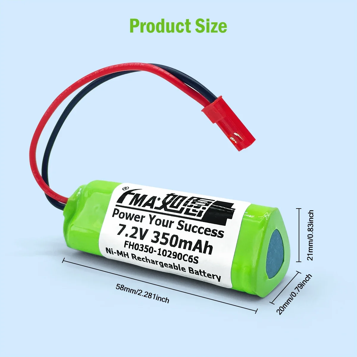 Ni-MH 2/3AAA 7.2V 350mAH Rechargeable Battery Size: 20*21*58mm w/SYP plug 6SHY