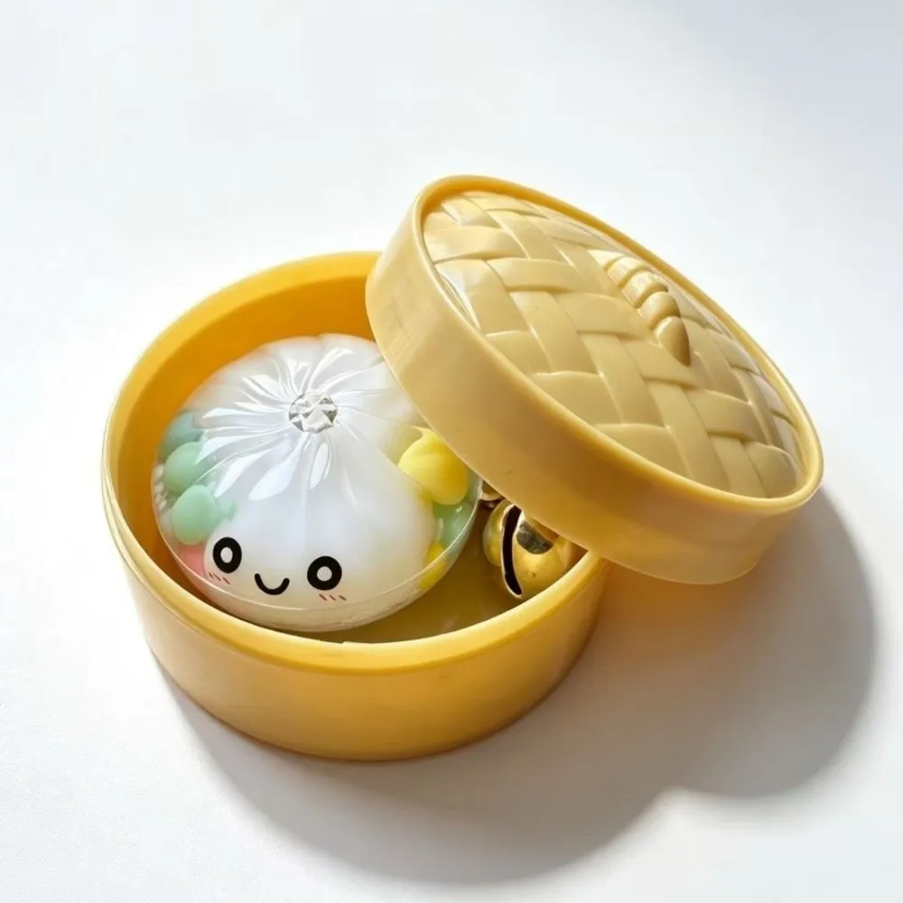 Colorful Miniature Bun Keychain Acrylic Simulation Stuffed Bun Keychain Cute Cartoon Quicksand Glitter Crystal Baozi Pendant