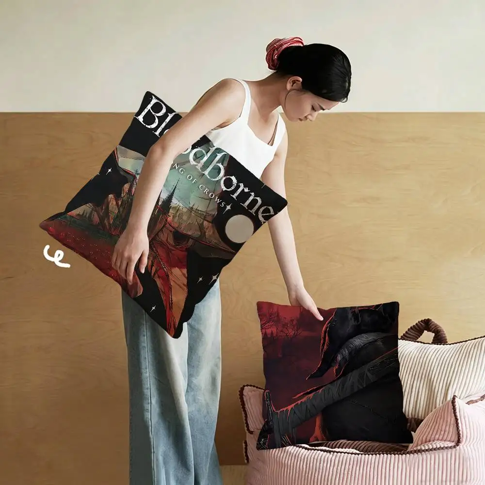 Dark Hunter B-Bloodborne Game Pillow Cushion Cover Pillowcase Living Room Sofa Home Decor Customized