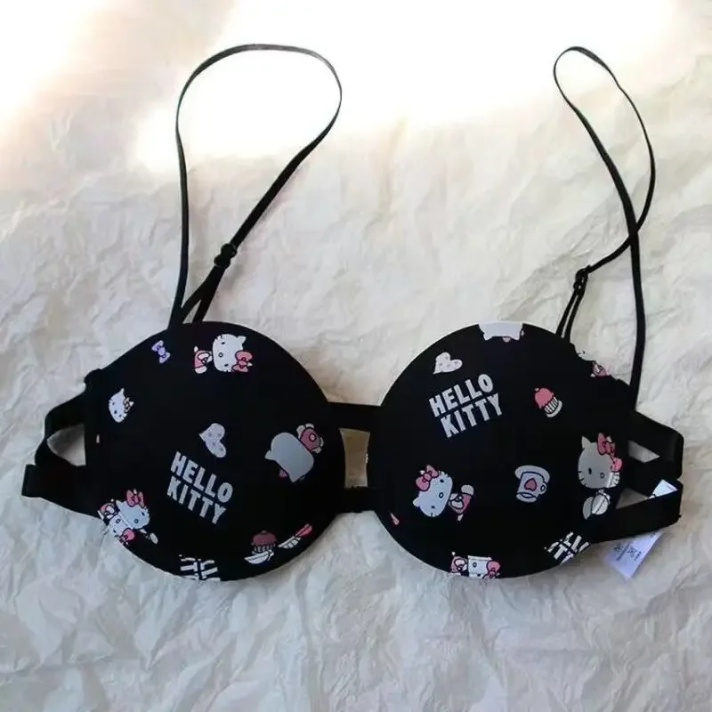 Kawaii Sanrio Bra Set Hello Kitty Sweet Underwear Panties And Bra Set Push-up Bra Comic Underwear Sexy Purebra Birthday Gift