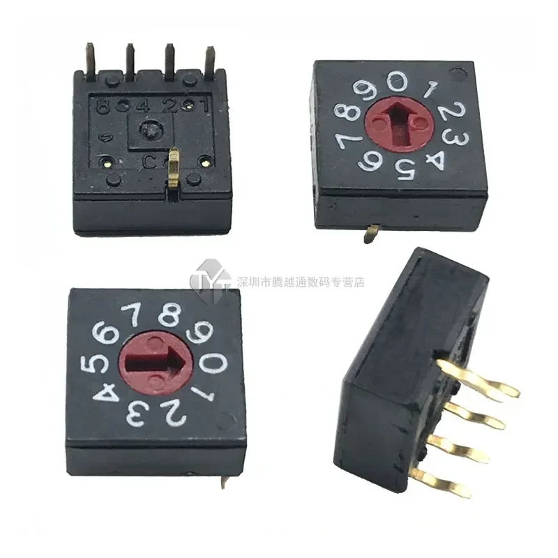 2/5PCS/lot 0-9 Rotary Encoding Switch DIP Switch 10 Position PCB Encoder 8421C Reverse 4:1 Black