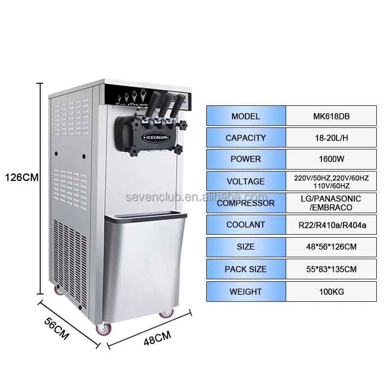 Commercial 220V Automatic Soft Serve Ice Cream Maker New Home Use Yogurt Milk Chocolate Three Flavors Restaurant Quality Motor