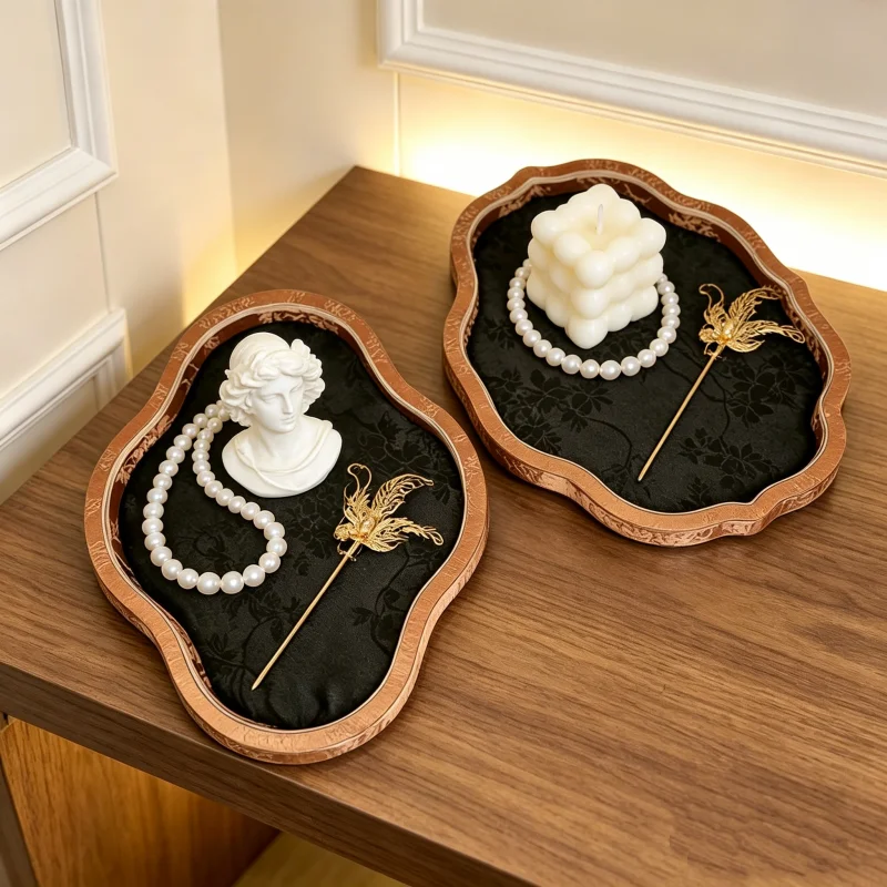 Royal Chinese Jade Display Tray, Vintage Beads & Gemstone Plate, Necklace Ring Storage Case, Photography Prop&Showcase
