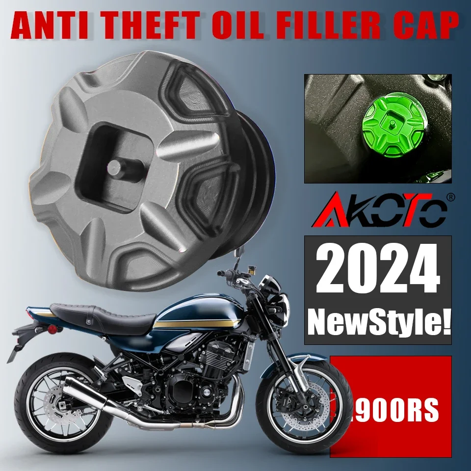 

Motorcycle Anti theft Oil Filler Cap Accessories Engine Oil Plug Cover For Kawasaki Z900 Z900RS Z 900 RS CAFE 2017-2024 2023