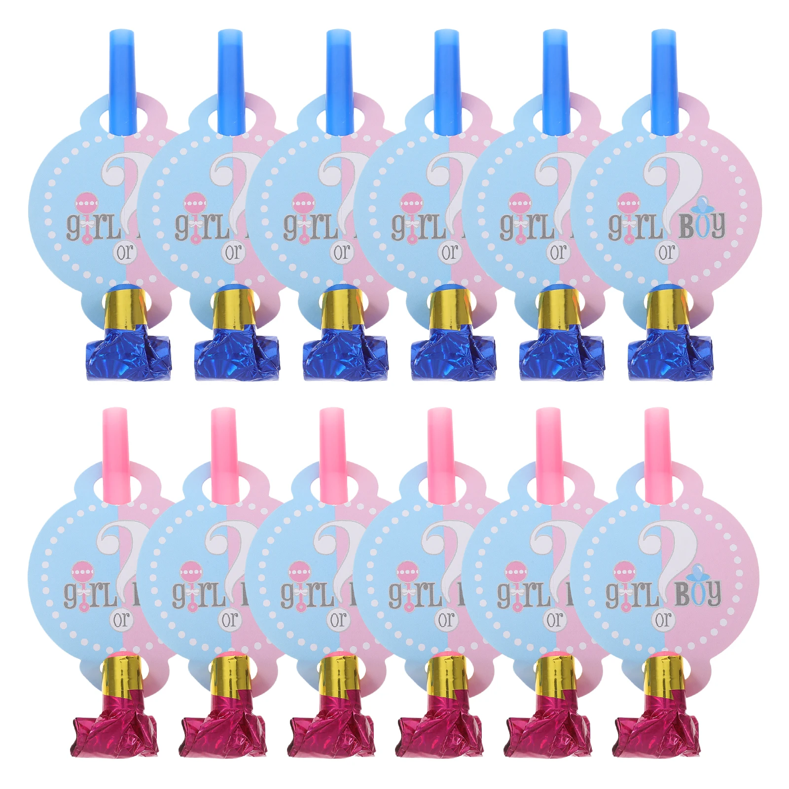 

12pcs Birthday Supplies Blowers For Kids Gender Reveal Party Favors Noise Makers Whistles Party Horns Pp Pvc Safe Reusable