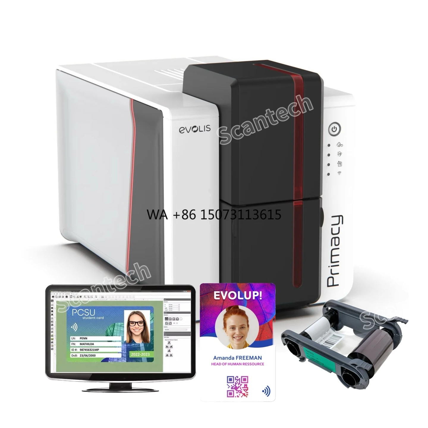 

Original Evolis Primacy 2 ID Card System - Single/Dual-Side PVC Plastic Card Production with 300DPI Thermal Technology