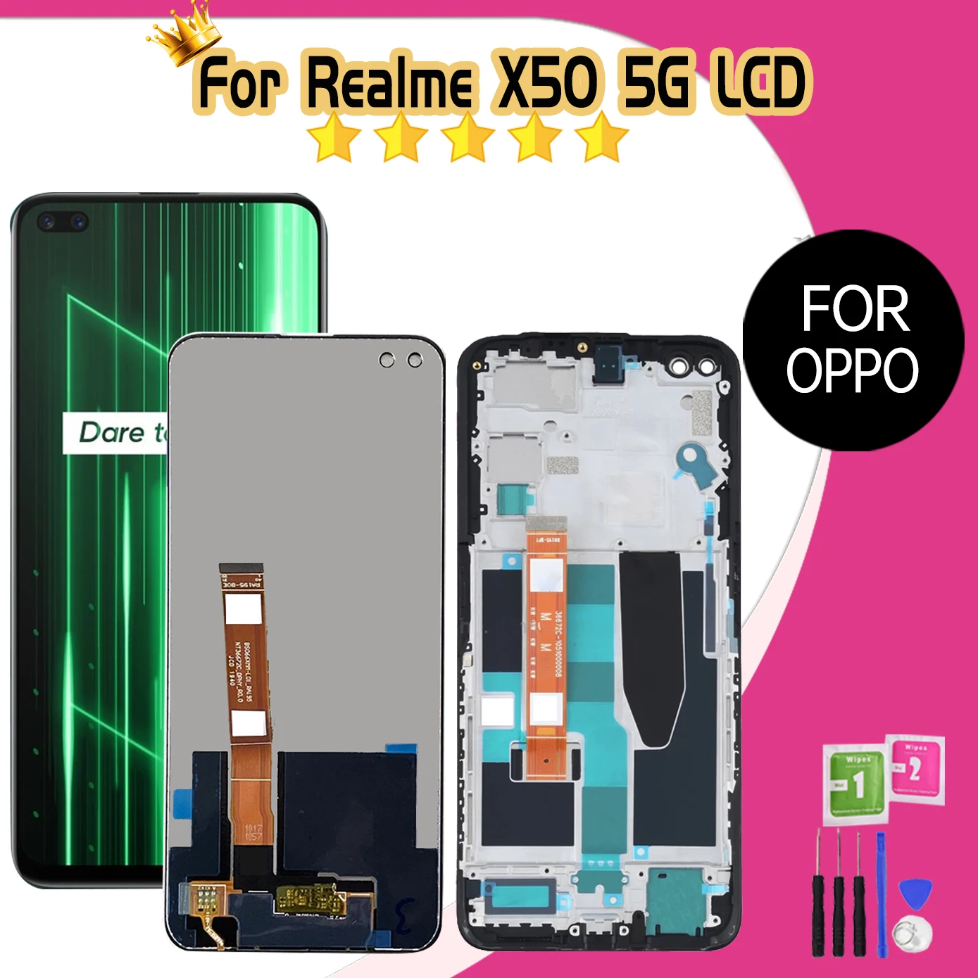 

100% протестированный ЖК-дисплей 6,57 дюйма для OPPO Realme X50 5G Global Lcd RMX2144, дисплей с сенсорным экраном для Realme X50m 5G, ЖК-дигитайзер в сборе