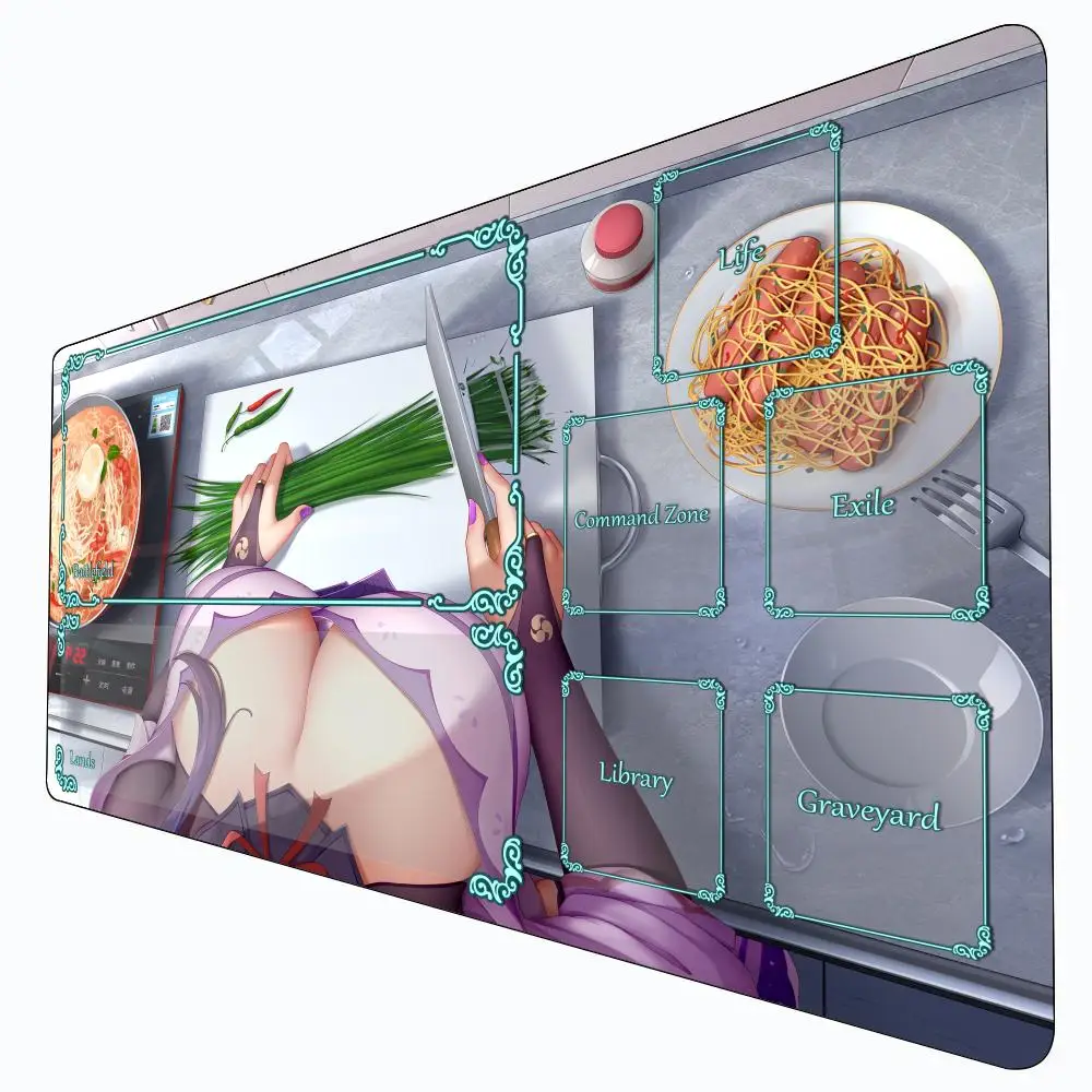 Magic Card Gaming Mat with zone Big-chested anime girl mtg playmat desk mat Commander Playmat suitable for game gathering