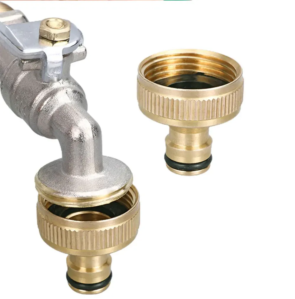 2 Stück 3/4'' Messing-Gartenwasserhahn-Adapter, Wasserrohr-Armaturen, Schnellkupplung mit Innengewinde, Gewindeanschlüsse für Wasserhähne – Detail 4