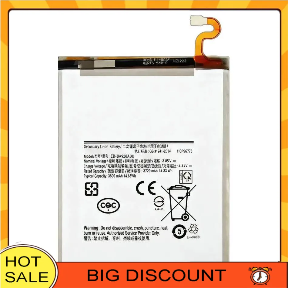 

Reliable Power For Samsung Galaxy A9 2018 A9s SM-A920F A9200 3800Mah High-Capacity EB-BA920ABU Mobile Phone Battery