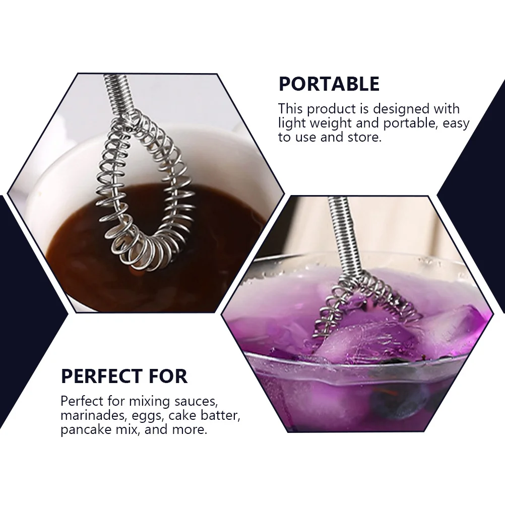 

2pcs Stainless Steel Spring Stirrer Egg Whisk Lightweight Baking Tool For Mixing Cream Sauce Batter Coffee Cocktail Wine Manual