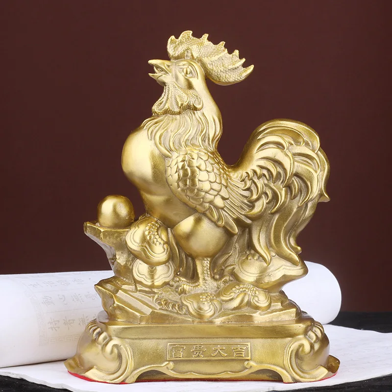Copper Ornament Golden Zodiac Yuanbao Auspicious Ruyi Rooster Living Room Entrance Store Decorat