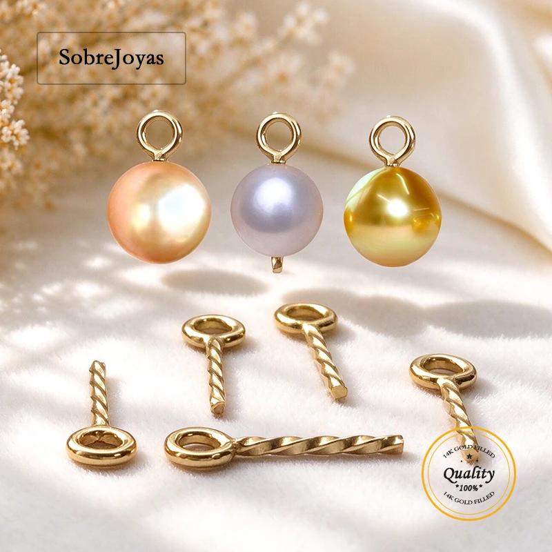 14k Gold Screw Eye Peg Small Setting Component for Half Drill Gems and Pearls