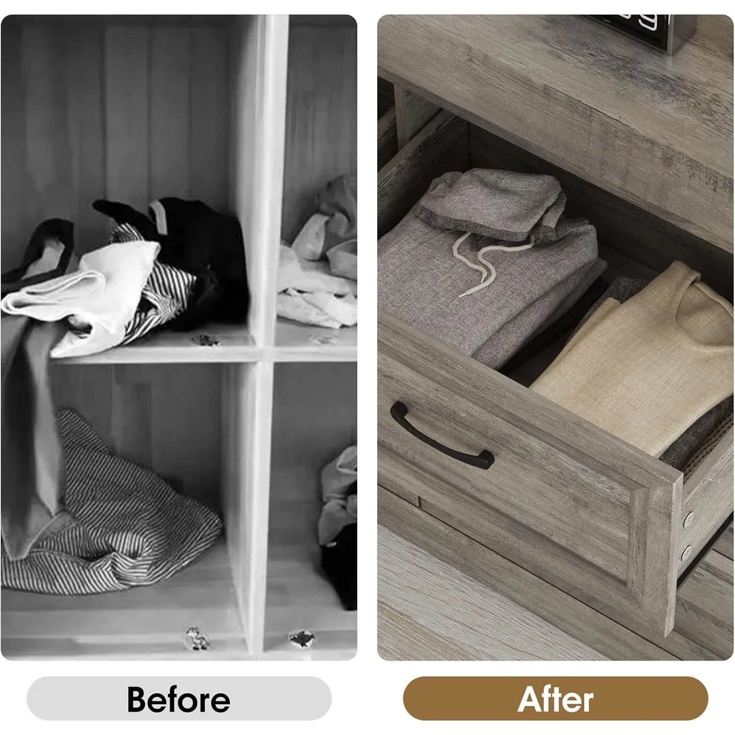 Dresser for Bedroom, 6 Drawer Wide Dresser Organizer with Charging Station, Dresser for Hallway, Wood Dresser with Metal Handles image 6