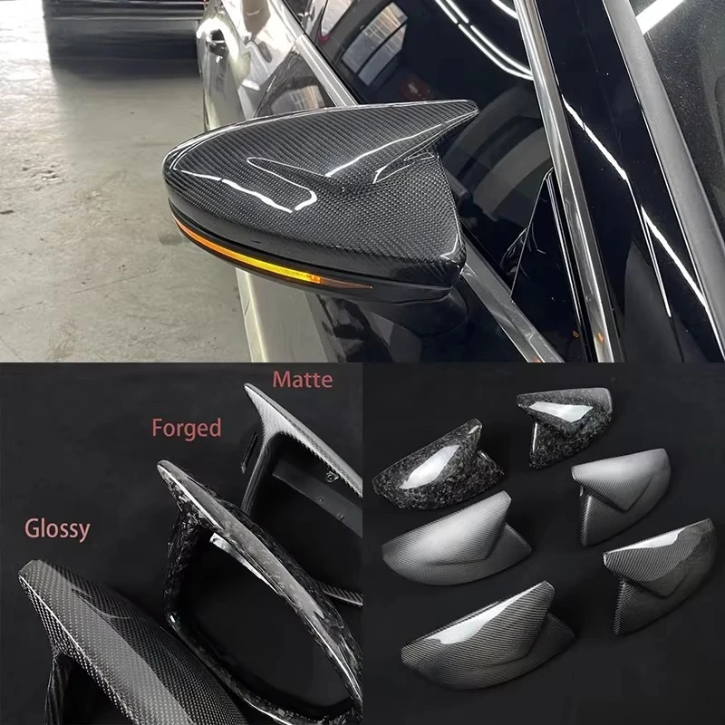 

For Audi A6 C8 A7 ABT 4K8 A8 D5 2018 2019 2020 LHD 2pcs Replacement Carbon Fiber OX Horns Type Rearview Mirror Cover Shell Caps