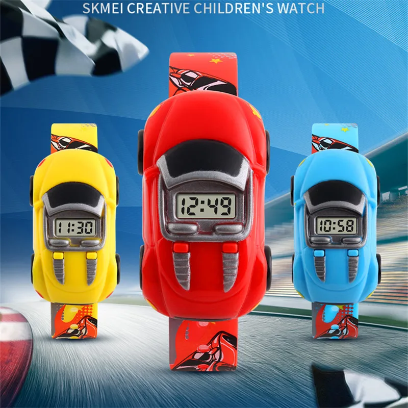 SKMEI Kids Wristwatch Colorful Creative Cartoon Fun Car Mode Children Watches Date Time Clock For Boys Girls Children's Day Gift image 2
