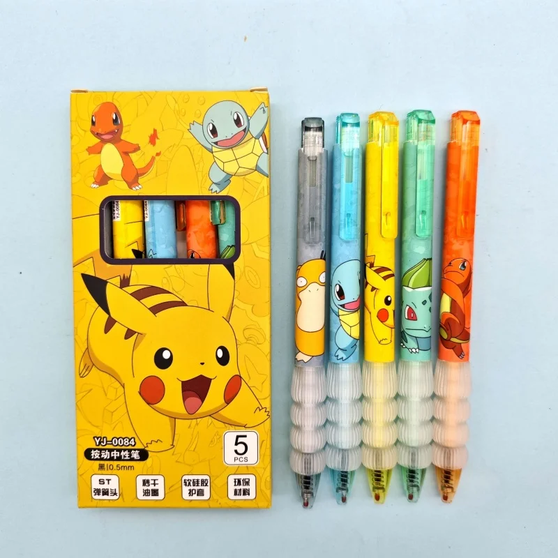 40 pcs/box Kawaii Pokemon Press Gel Pens For Writing Cute 0.5mm Black Ink Neutral Pen Office School Supplies Zakka