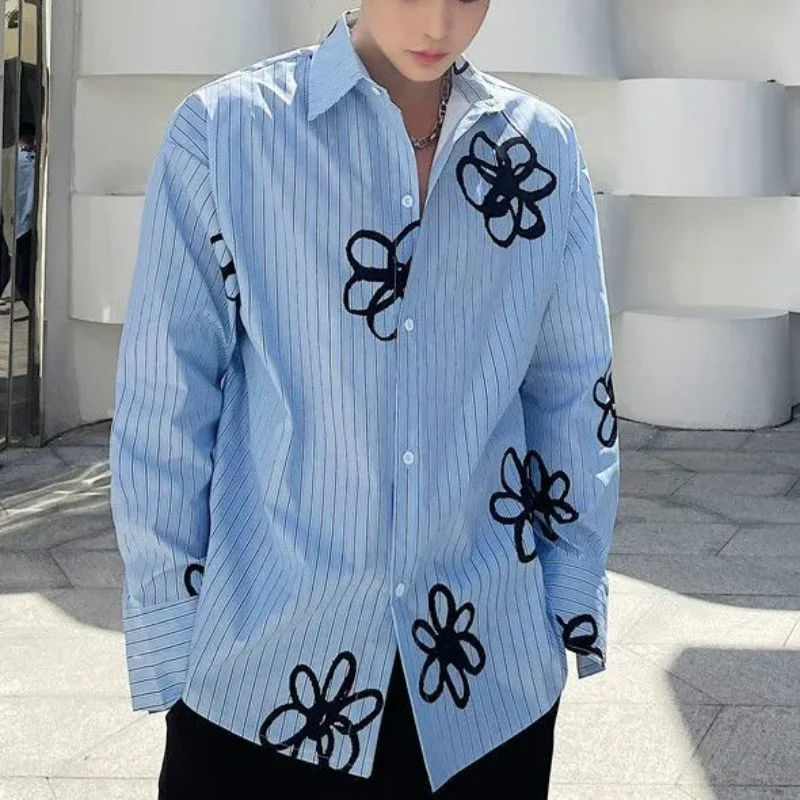 

Новый модный стильный нишевый топ Rakish, мужской свободный повседневный универсальный топ с длинными рукавами и цветочным принтом, новый стиль на весну и осень