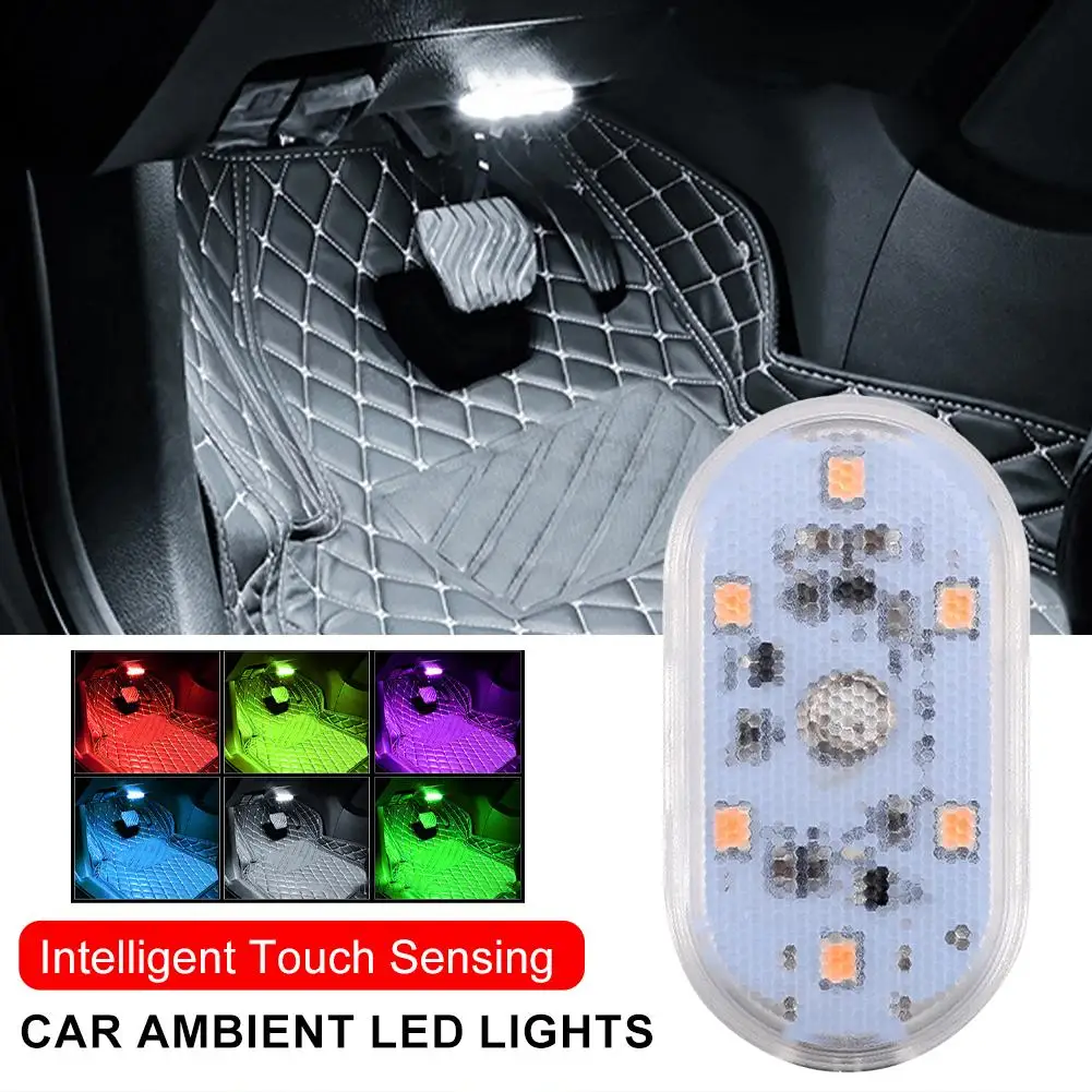 

1PC Mini Car LED Light USB Charging Interior Lamp For Armrest Box Touch Magnetic Reading Lamp Foot Light