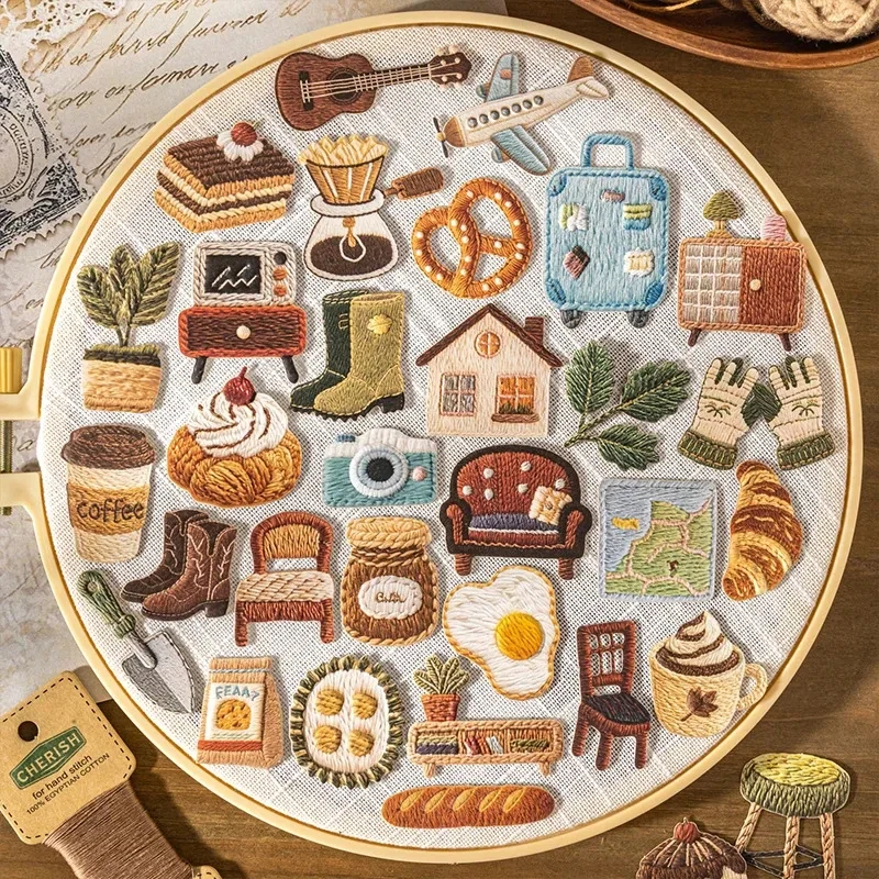 30pcs Creative Embossed Sweet Little Things Stickers for Card Photo Frame Decor Scrapbook Collage Handmade Materials