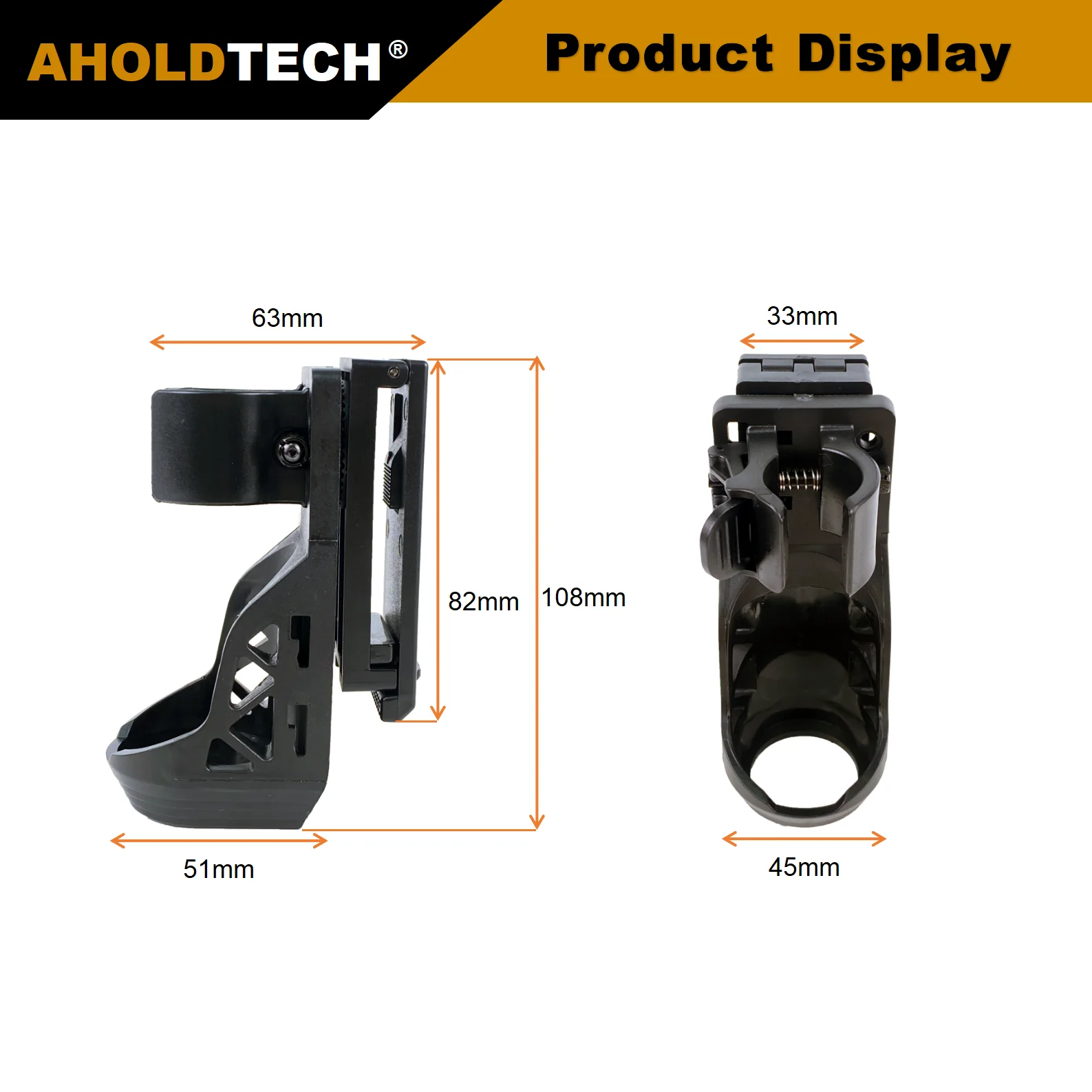 Aholdtech Tactical Width adjustable Flashlight Pouch Spray Holster clip with quick release 360-degree rotation adjustment