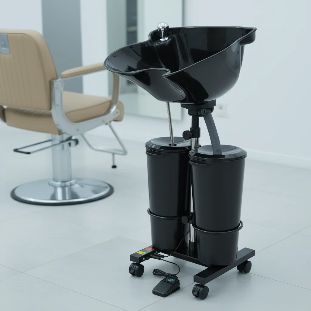 Draagbare mobiele haarwastafel, wastafel dubbele emmer 10L elektrische pomp, voor salon spa-verzorging