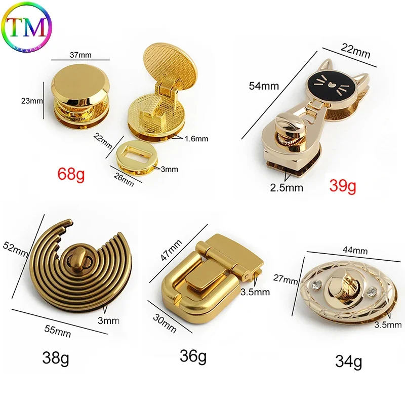 Mond, Katze Form Metall Push Lock Verschluss Press Schlösser für Leder Handwerk Frauen Umhängetaschen Handtasche Twist Turn Lock DIY Zubehör