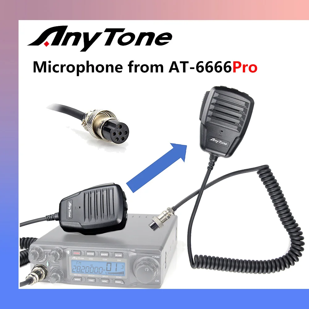 NEW Original 6 Pin Microphone for ANYTONE CB Radio AT-6666PRO 10 Meter Radio