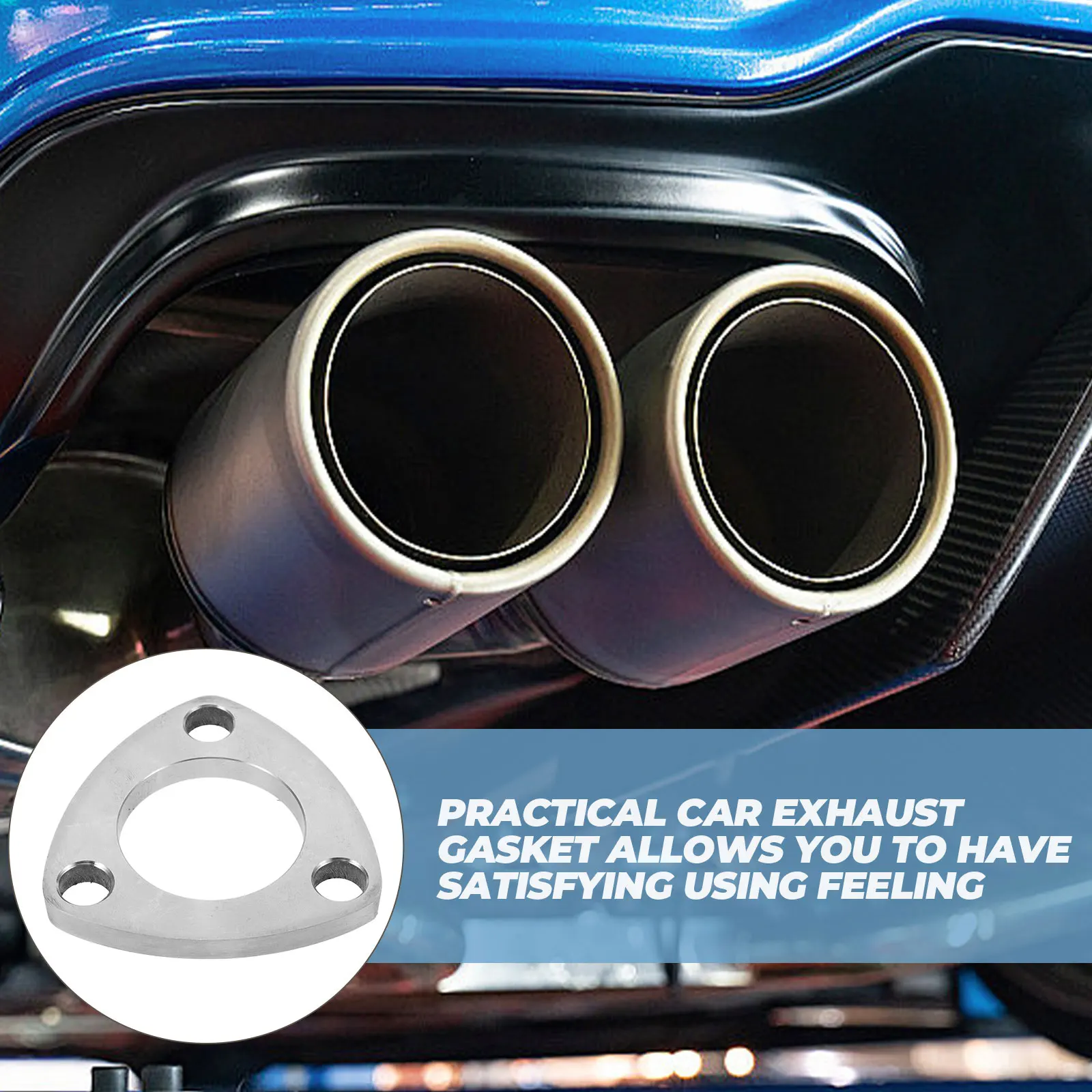 

Stainless Steel Flange Gasket for Car Exhaust Pipe Manifold Connection Universal Section Prevent Leaks Triangular Design Strong