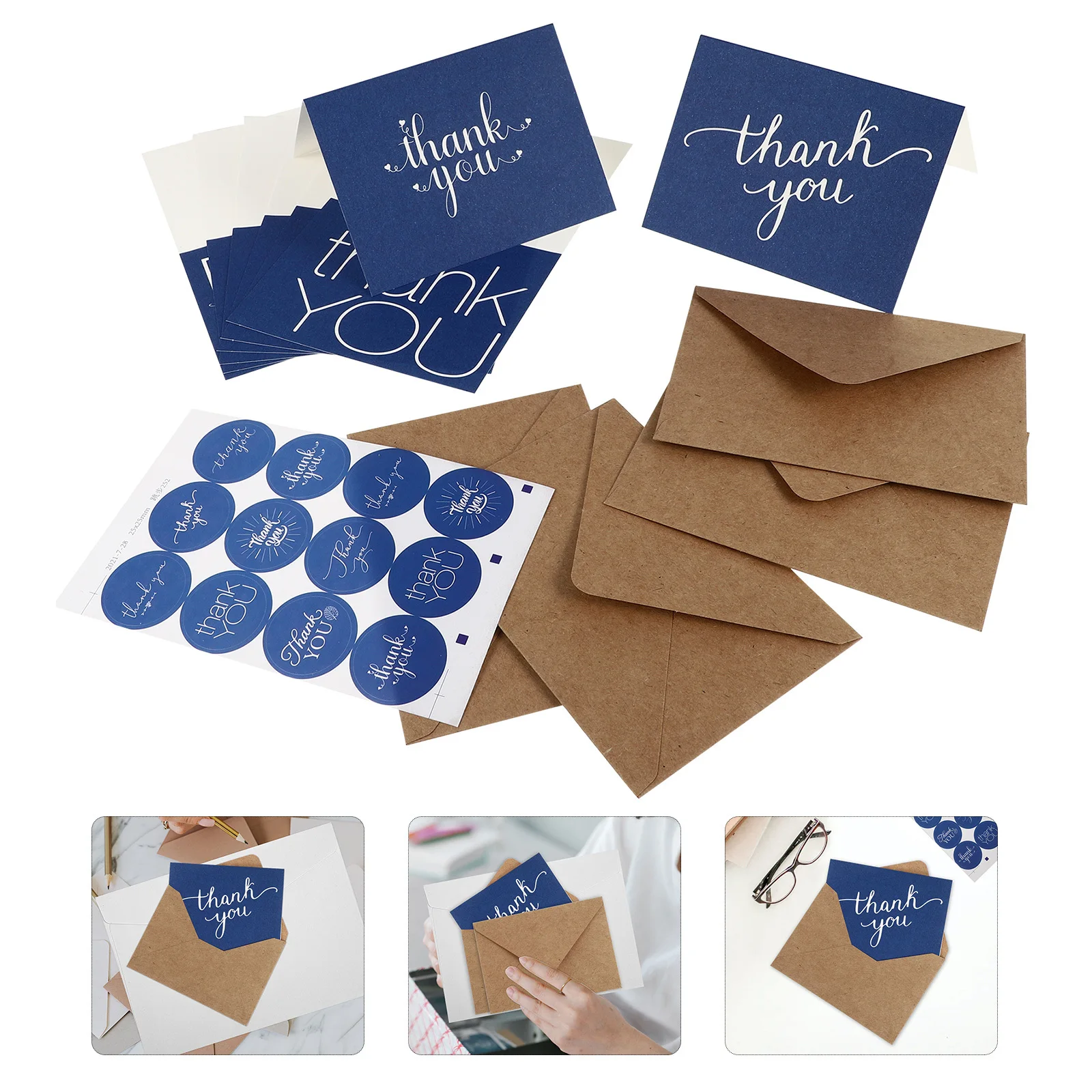 16Pcs Exquisite Wedding Thank You Cards Envelopes Set Elegant Design Bridal Shower Party Supplies Thank You Cards with Envelopes