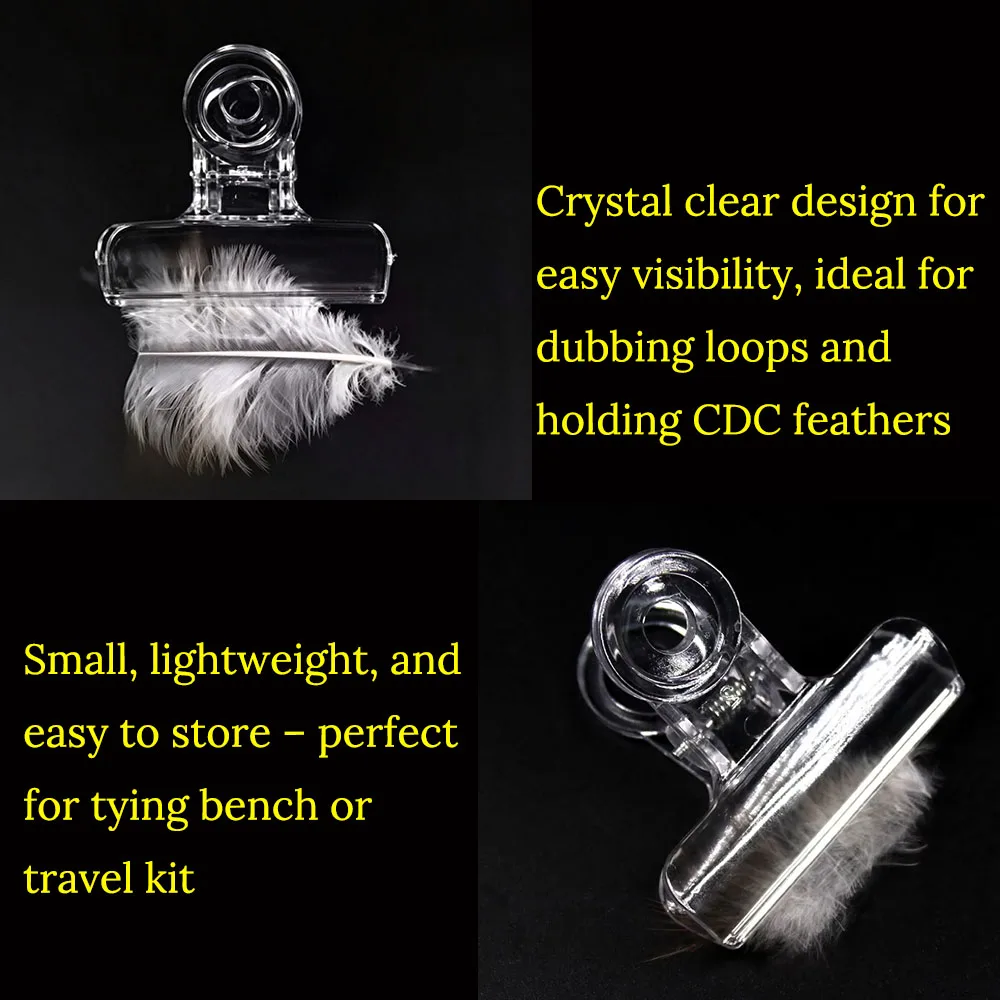 ICERIO Clear Plastic Dubbing Loop Clip S M L XL Feather Hackle Holding Tool EVA Foam Fly Tying Accessories - view 3