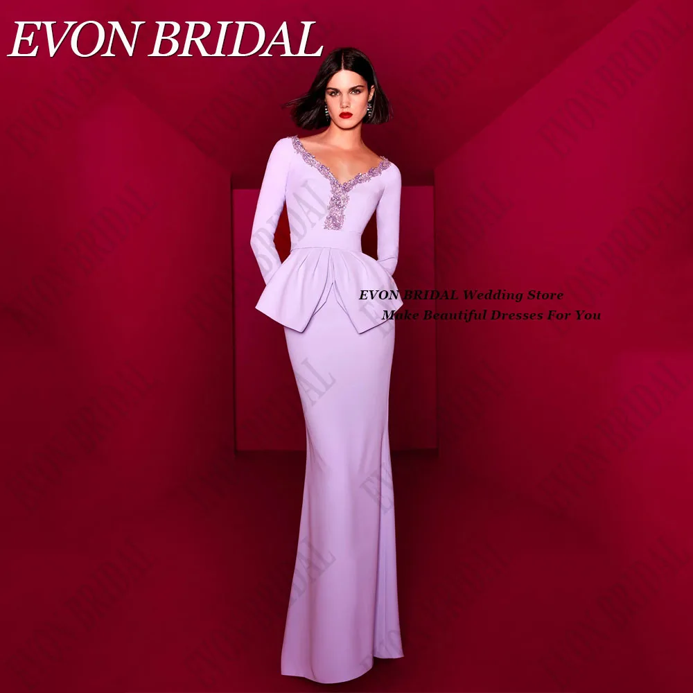 EVON BRIDAL Mermaid Beading Celebrity Red Carpet Dresses 2024 3/4 Sleeves V-Neck вечернее платье Formal Evening Party Gowns