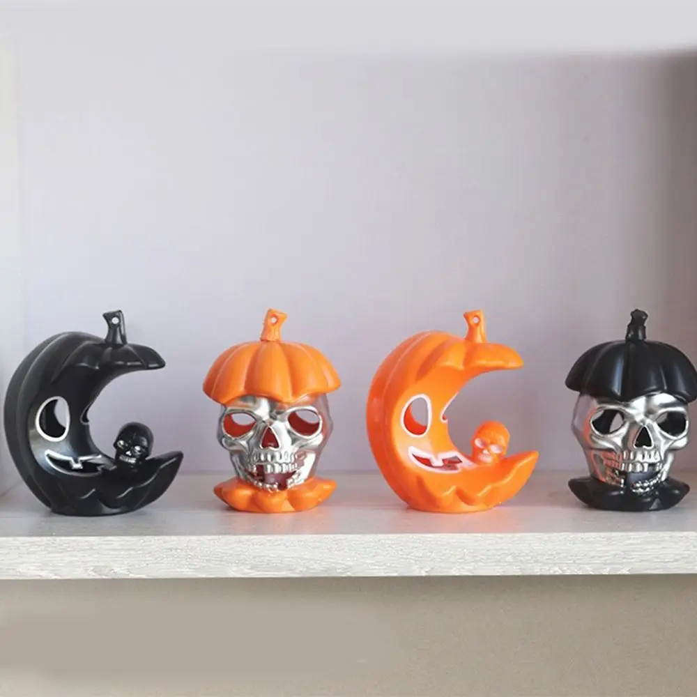 12Pcs Glowing Halloween Pumpkin Light Plastic Scary Skull Light Creative Portable Pumpkin Ornament Night Light Ghost Festival