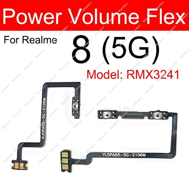 1 Set For Realme 8 8 Pro 8i 8S 4G 5G Power Volume Flex Cable Side Switch Volume Button On OFF Power Key Flex Ribbon Parts