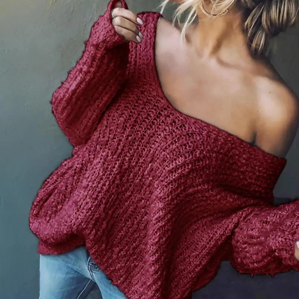 

Женские топы, женские блузки, женский свитер с V-образным вырезом и длинными рукавами, мягкий эластичный вязаный топ, свободный пуловер для весенне-осеннего сезона