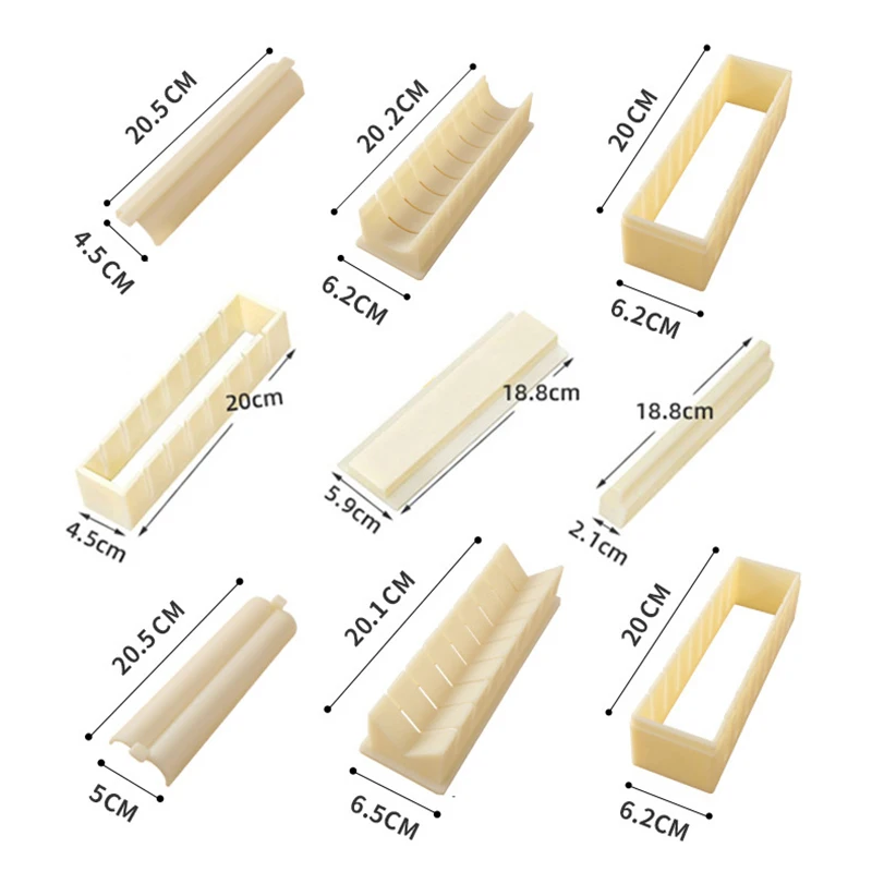 3pcs/set Square Heart-shaped Sushi Making Tools Cake Roll Mold Sushi Maker Equipment Kit Plastic Kimbap Sushi Rolls Mold Round