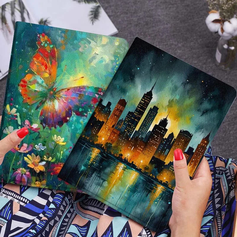 

Night City Skyline Reflection Tablet Case For Huawei Honor MatePad MediaPad Air 5 6 7 11 V6 V7 V8 V9 X9 X8 T10 T10s C5e T5 Gift