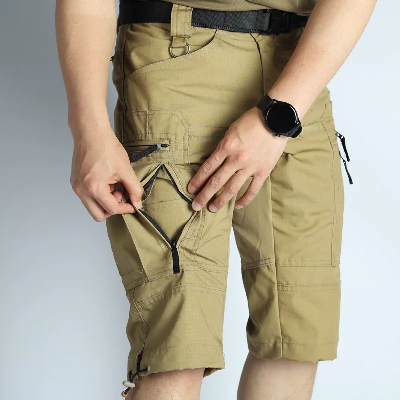 UFP Tactical Shorts Mens Tear-resistant Summer Outdoor Shooting Middle Pants Multi Pocket Patchwork Waterproof Cargo Pants