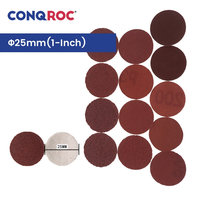 25mm(1-Inch) Sanding Discs Aluminum Oxide Hook and Loop Sanding Papers 200-Piece Grit P60~2000