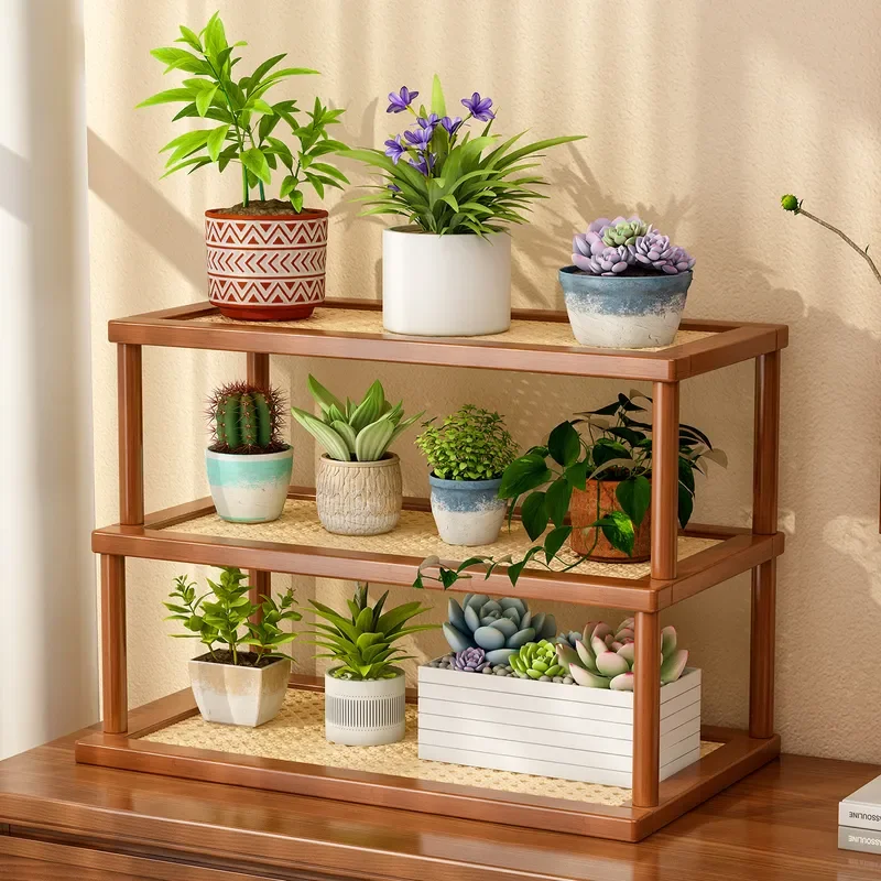 New Chinese Style Desktop Display Shelf Small Tea Set Storage Rack Cup Holder Ornament Stand for Home Office Decor